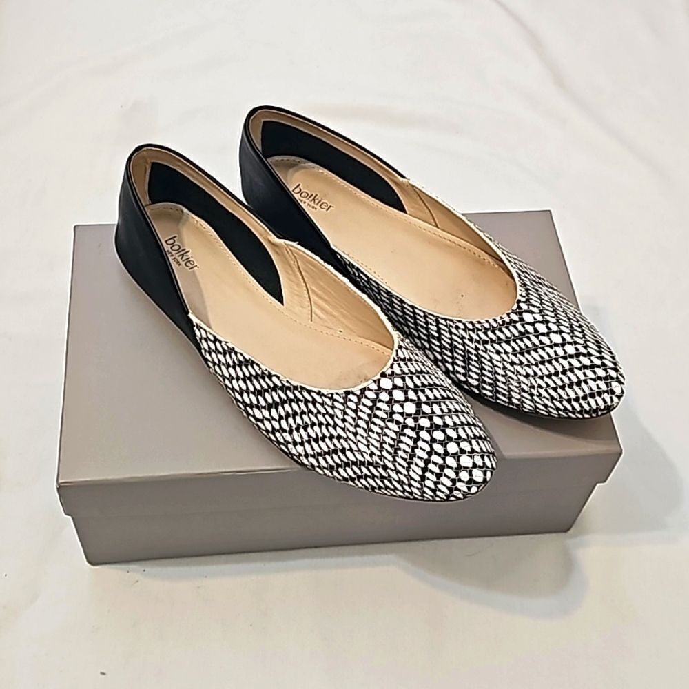 - Botkier Britt Womens Flats 9M Leather Snake Print Slip On